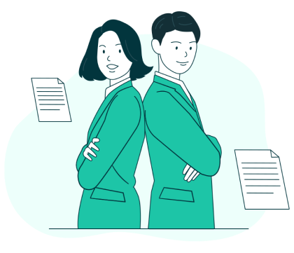 An illustration of two people in business attire